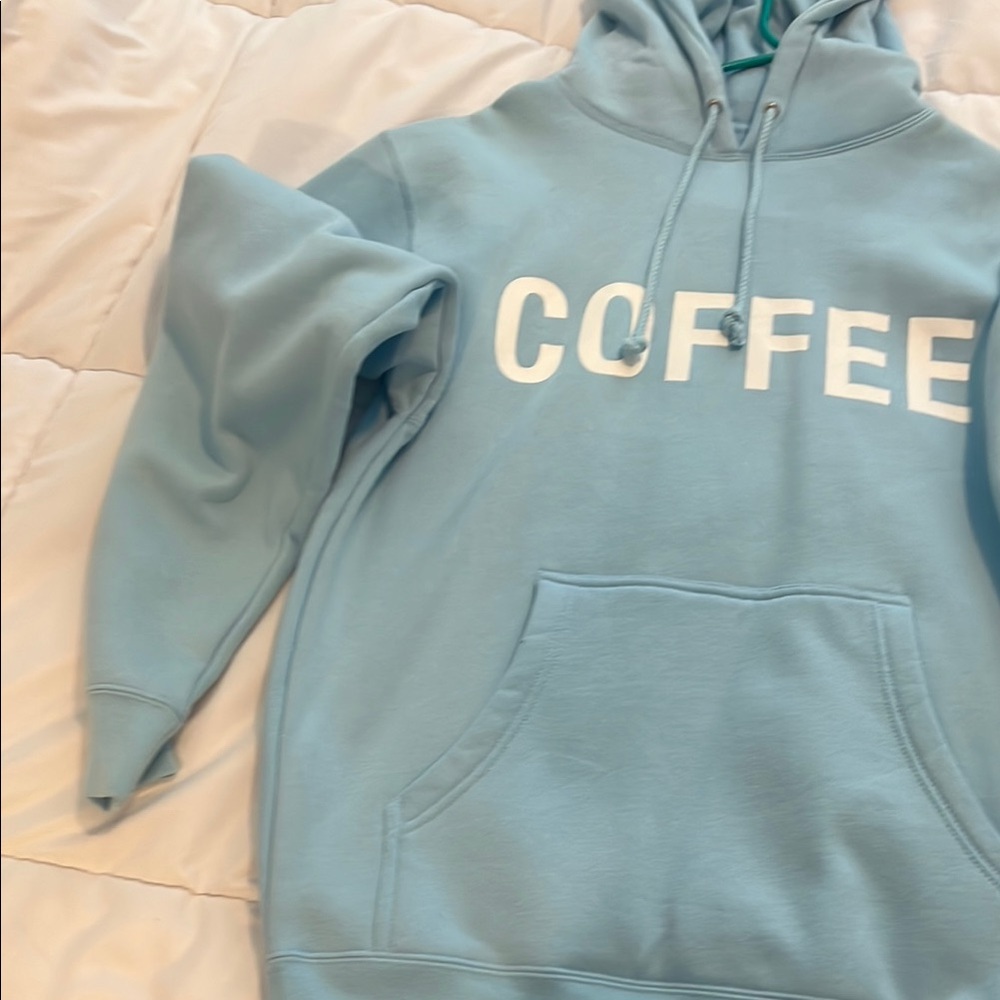 Blue Hoodie with 'COFFEE' Print - Picture 4 of 5